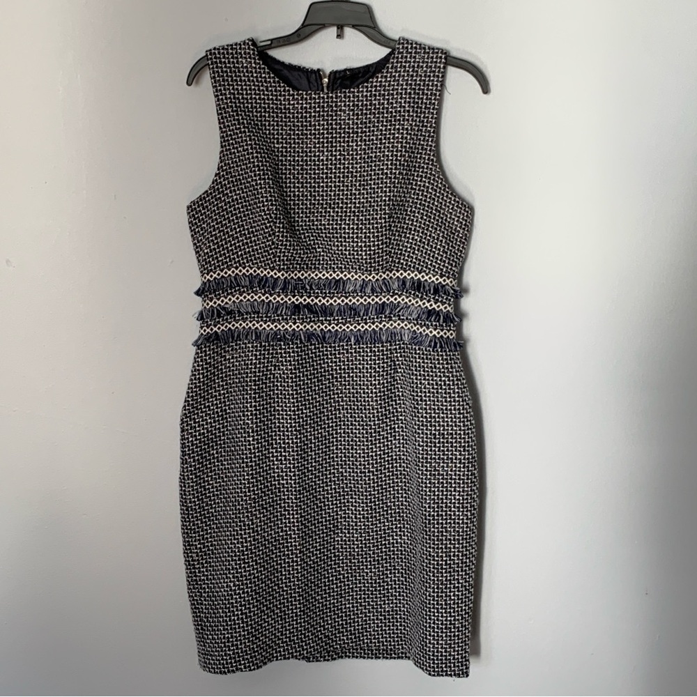 Dark blue, white tweed sheath dress size large